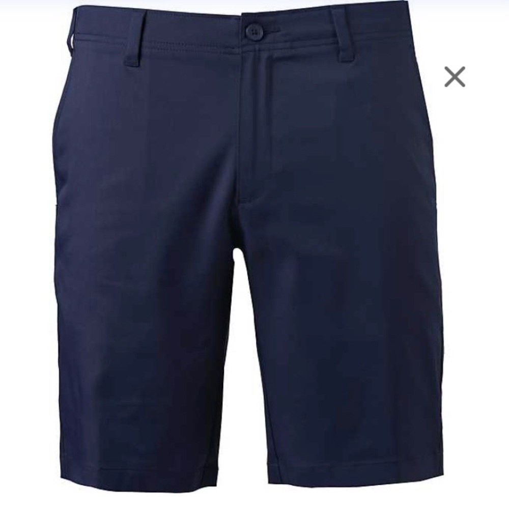 BCG navy blue Golf performance shorts 10 inch inseam moisture wicking UPF 30